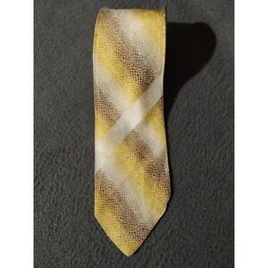 Vintage Rhodia Necktie Tie Yellow Striped Woven in France - 56in L/3in W